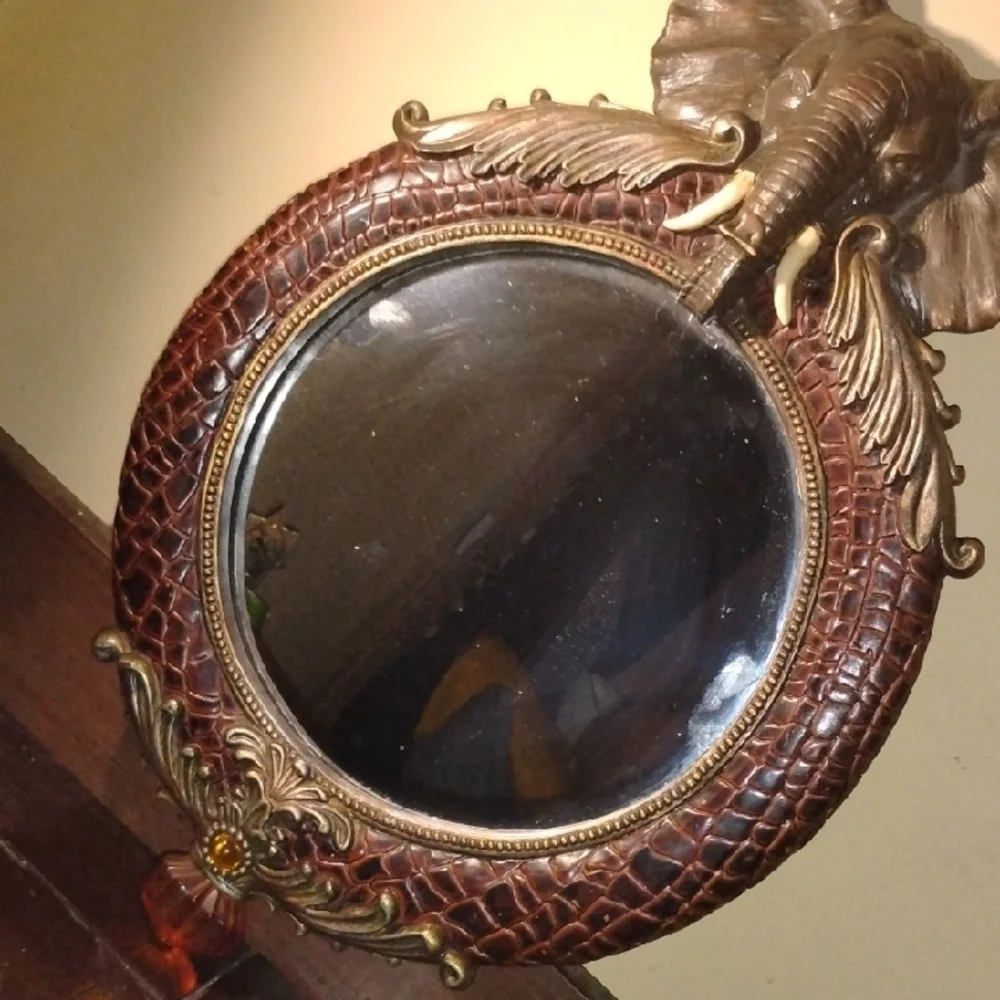 Elephant Design Brown Wall Mirror